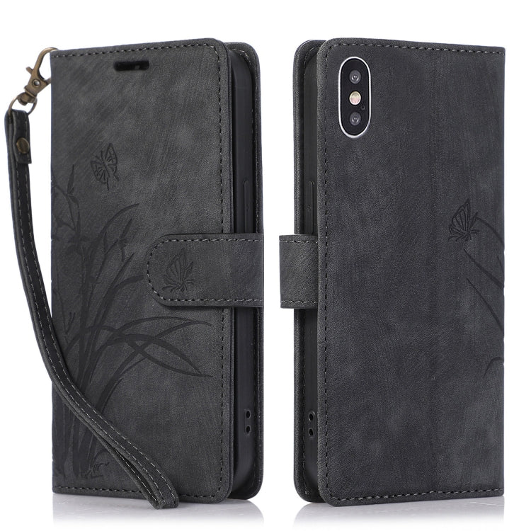 Orchid Butterfly Embossed Leather Phone Case, For iPhone 11 Pro, For iPhone X / XS, For iPhone XR, For iPhone XS Max, For iPhone 7 Plus / 8 Plus