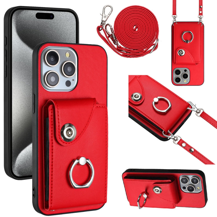 Organ Card Bag Ring Holder Phone Case with Long Lanyard, For iPhone 16 Pro Max, For iPhone 16 Pro, For iPhone 16 Plus, For iPhone 16, For iPhone 15 Pro Max