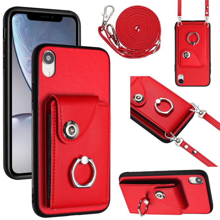 Organ Card Bag Ring Holder Phone Case with Long Lanyard, For iPhone XR, For iPhone XS Max, For iPhone 8 Plus / 7 Plus