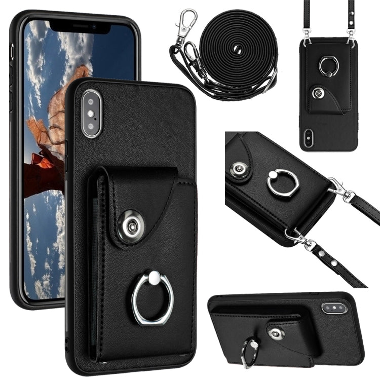 Organ Card Bag Ring Holder Phone Case with Long Lanyard, For iPhone XR, For iPhone XS Max, For iPhone 8 Plus / 7 Plus