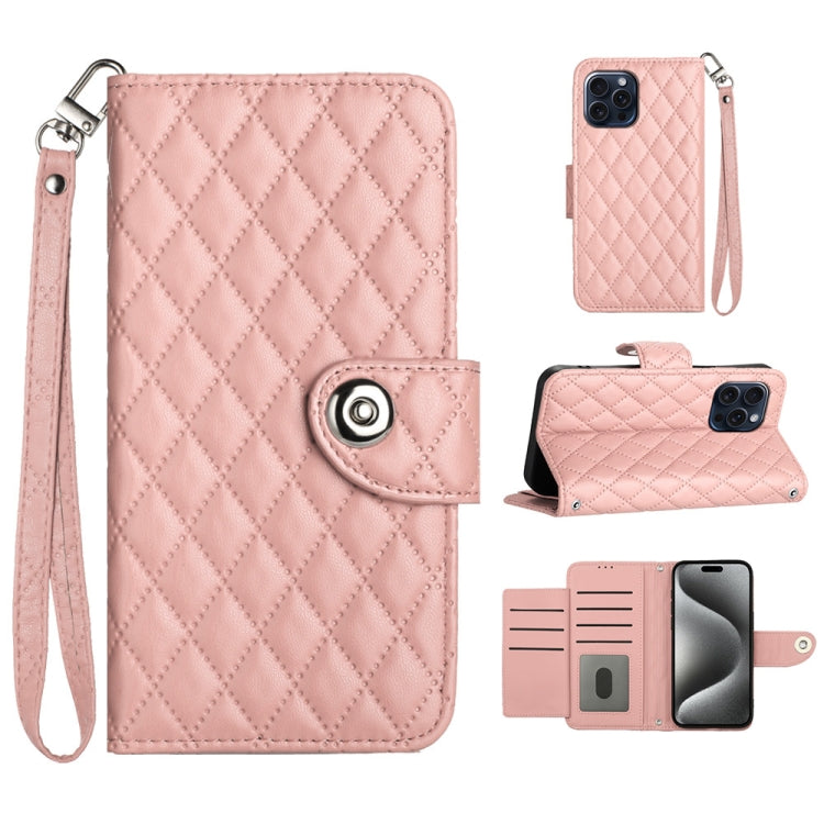 Rhombic Texture Flip Leather Phone Case with Lanyard, For iPhone 14, For iPhone 14 Pro, For iPhone 14 Pro Max, For iPhone SE 2022 / 2020 / 8 / 7, For iPhone 13 Pro Max