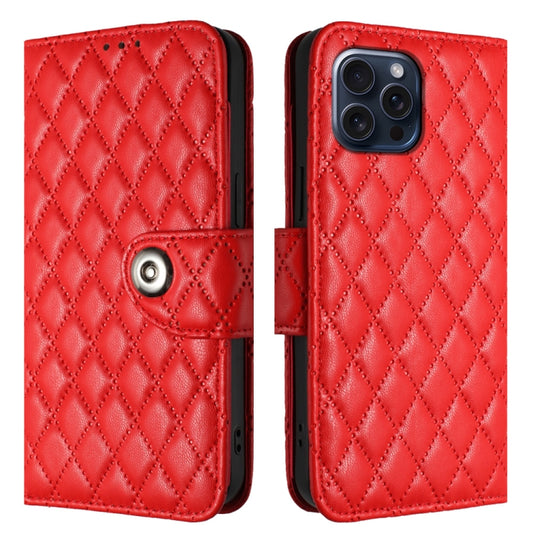 Rhombic Texture Flip Leather Phone Case with Lanyard, For iPhone 13 Pro, For iPhone 13, For iPhone 12 / 12 Pro, For iPhone 12 Pro Max, For iPhone 11 Pro Max