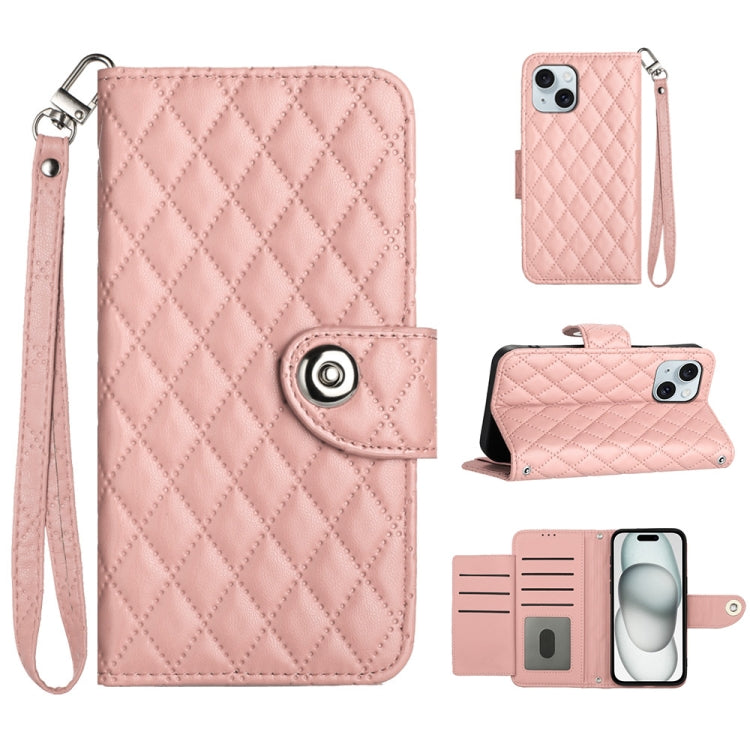 Rhombic Texture Flip Leather Phone Case with Lanyard, For iPhone 13 Pro, For iPhone 13, For iPhone 12 / 12 Pro, For iPhone 12 Pro Max, For iPhone 11 Pro Max