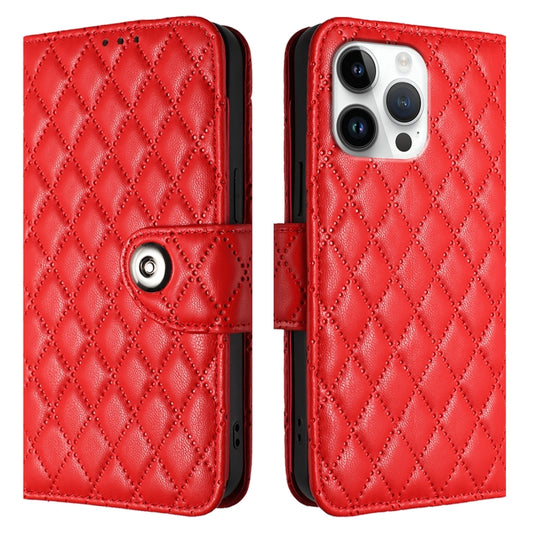 Rhombic Texture Flip Leather Phone Case with Lanyard, For iPhone 16 Pro Max, For iPhone 16 Pro, For iPhone 16 Plus, For iPhone 16, iPhone 16e