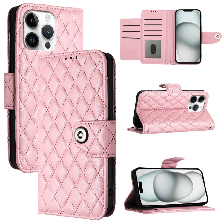 Rhombic Texture Flip Leather Phone Case with Lanyard, For iPhone 16 Pro Max, For iPhone 16 Pro, For iPhone 16 Plus, For iPhone 16, iPhone 16e