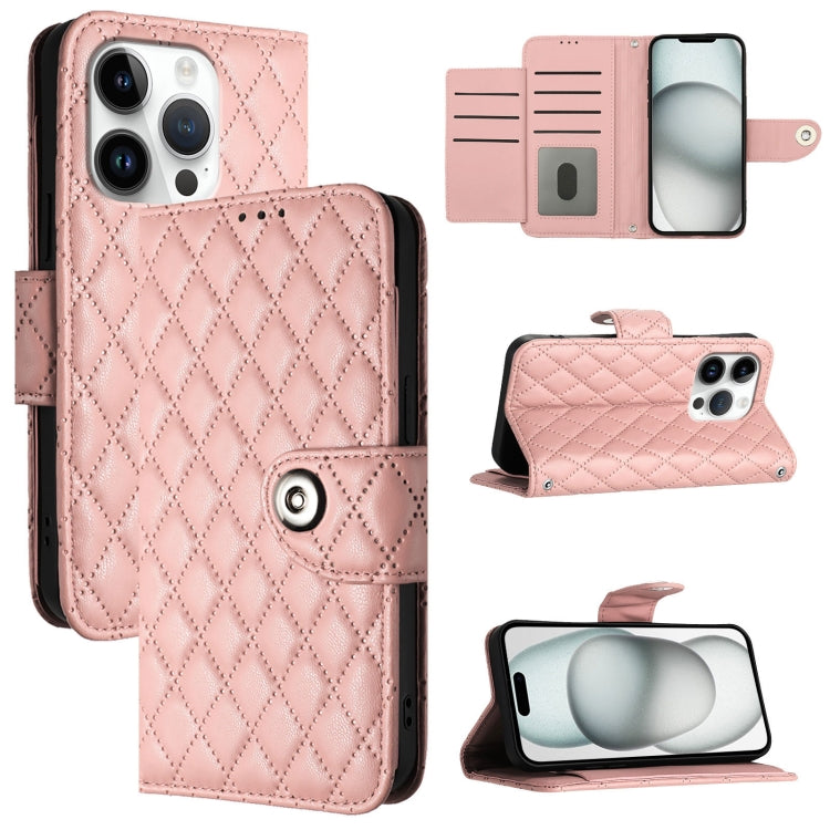 Rhombic Texture Flip Leather Phone Case with Lanyard, For iPhone 16 Pro Max, For iPhone 16 Pro, For iPhone 16 Plus, For iPhone 16, iPhone 16e