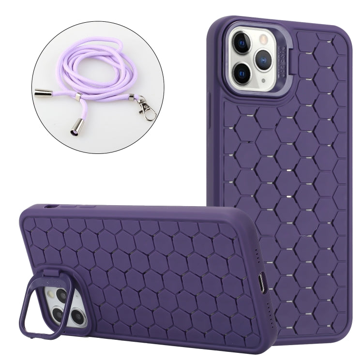 Honeycomb Radiating Lens Holder Magsafe Phone Case with Lanyard, For iPhone 16 Pro Max, For iPhone 16 Pro, For iPhone 16 Plus, For iPhone 16, For iPhone 15 Pro Max