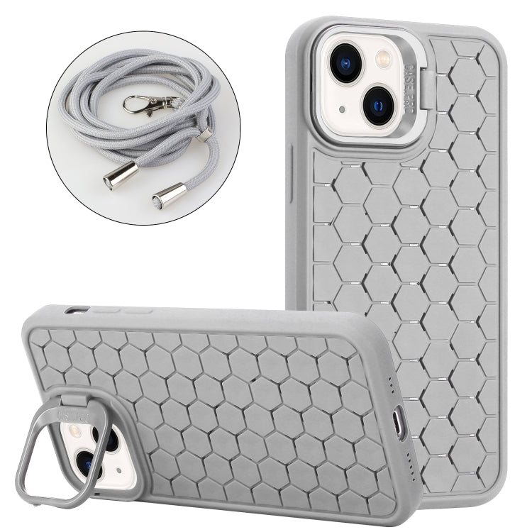 Honeycomb Radiating Lens Holder Magsafe Phone Case with Lanyard, For iPhone 15 Pro, For iPhone 15 Plus, For iPhone 15, For iPhone 14 Plus, For iPhone 14