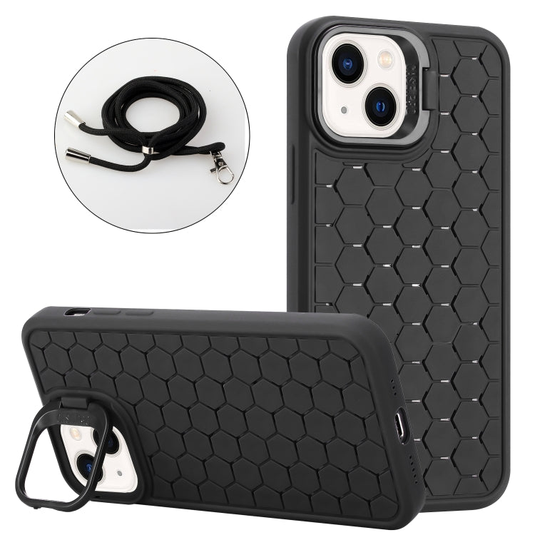 Honeycomb Radiating Lens Holder Magsafe Phone Case with Lanyard, For iPhone 15 Pro, For iPhone 15 Plus, For iPhone 15, For iPhone 14 Plus, For iPhone 14