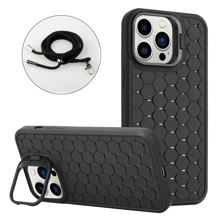 Honeycomb Radiating Lens Holder Magsafe Phone Case with Lanyard, For iPhone 12, For iPhone 12 Pro Max, For iPhone 12 Pro, For iPhone 11 Pro Max, For iPhone 11