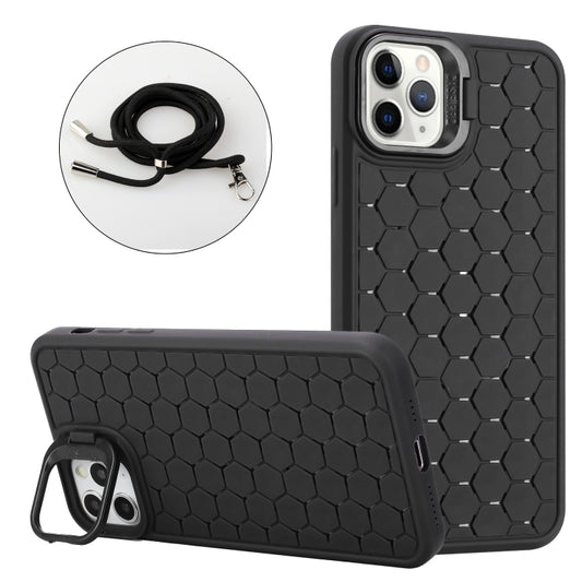 Honeycomb Radiating Lens Holder Magsafe Phone Case with Lanyard, For iPhone 11 Pro