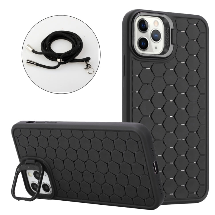 Honeycomb Radiating Lens Holder Magsafe Phone Case with Lanyard, For iPhone 16 Pro Max, For iPhone 16 Pro, For iPhone 16 Plus, For iPhone 16, For iPhone 15 Pro Max