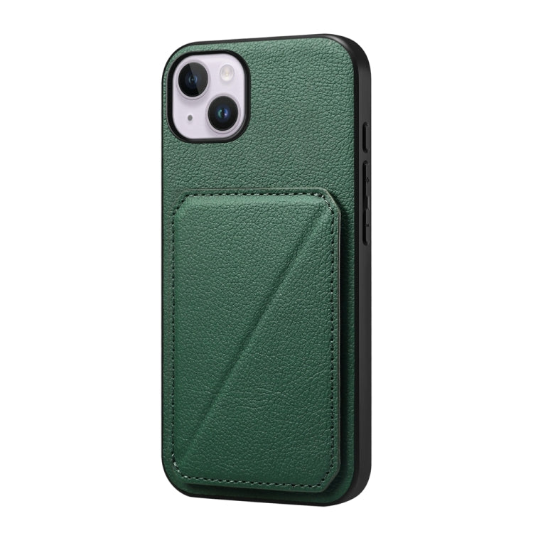 D04 Calf Texture Dual Card Slot Holder Phone Case, For iPhone 15, For iPhone 14 Plus, For iPhone 14, For iPhone 14 Pro, For iPhone 14 Pro Max, For iPhone 13 Pro Max, For iPhone 13 Pro, For iPhone 13