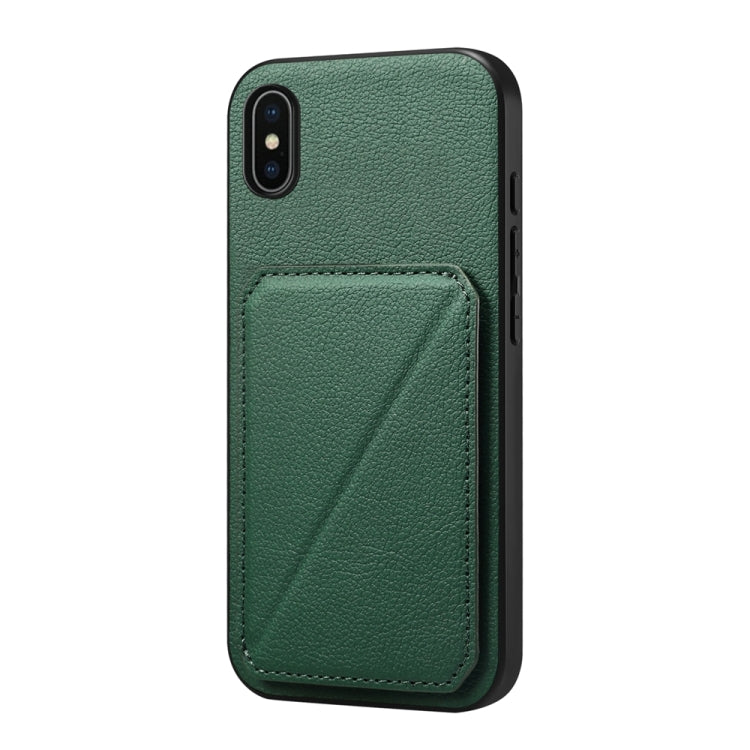 D04 Calf Texture Dual Card Slot Holder Phone Case, For iPhone 12, For iPhone 12 Pro Max, For iPhone 12 Pro, For iPhone 11 Pro Max, For iPhone 11, For iPhone 11 Pro, For iPhone X / XS, For iPhone XR