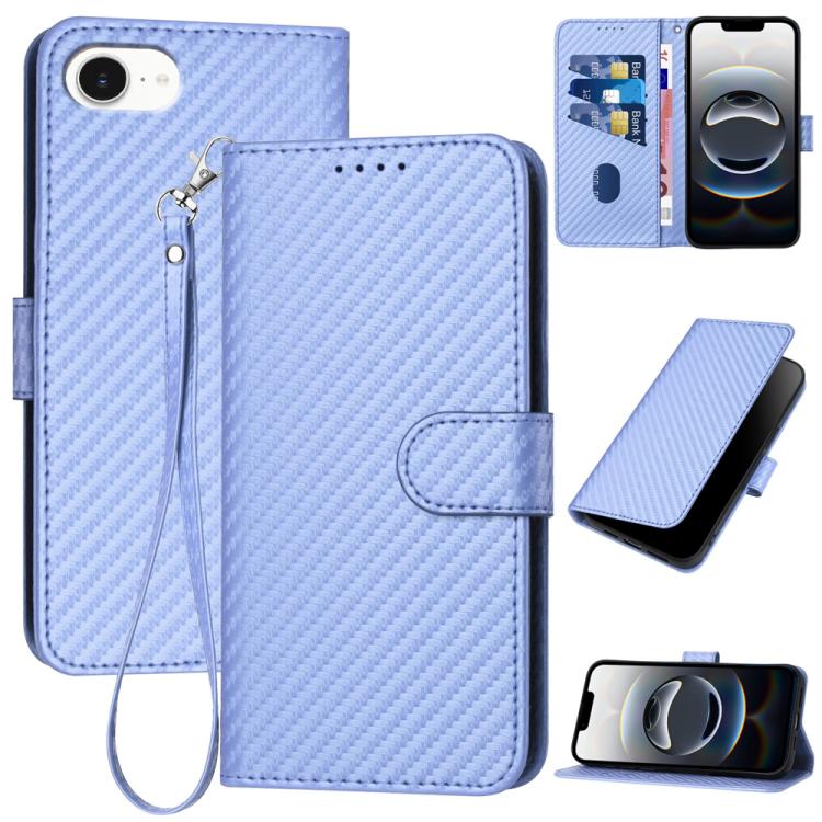 YX0070 Carbon Fiber Buckle Leather Phone Case with Lanyard, iPhone 16e, For iPhone 15 Pro Max, For iPhone 15 Pro, For iPhone 15 Plus