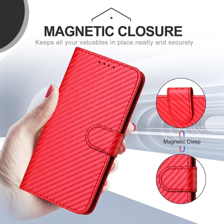 YX0070 Carbon Fiber Buckle Leather Phone Case with Lanyard, For iPhone X / XS, For iPhone XR, For iPhone XS Max, For iPhone 8 Plus / 7 Plus