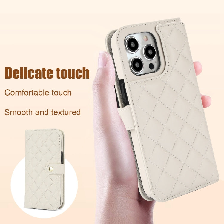 Crossbody Multifunction Rhombic Leather Phone Case, For iPhone 15 Pro Max, For iPhone 15 Pro, For iPhone 15 Plus, For iPhone 15