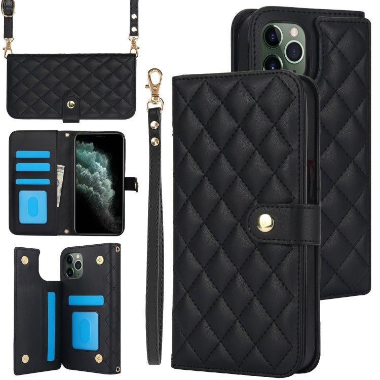 Crossbody Multifunction Rhombic Leather Phone Case, For iPhone 12 / 12 Pro, For iPhone 12 Pro Max, For iPhone 12 mini, For iPhone 11 Pro Max