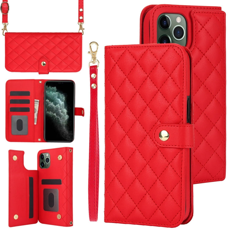 Crossbody Multifunction Rhombic Leather Phone Case, For iPhone 12 / 12 Pro, For iPhone 12 Pro Max, For iPhone 12 mini, For iPhone 11 Pro Max