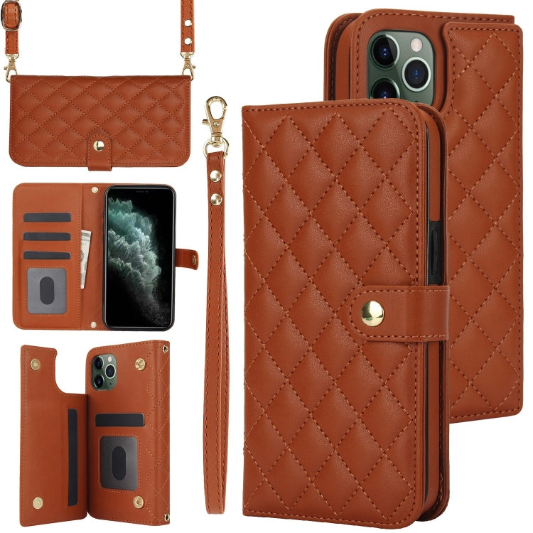 Crossbody Multifunction Rhombic Leather Phone Case, For iPhone 12 / 12 Pro, For iPhone 12 Pro Max, For iPhone 12 mini, For iPhone 11 Pro Max