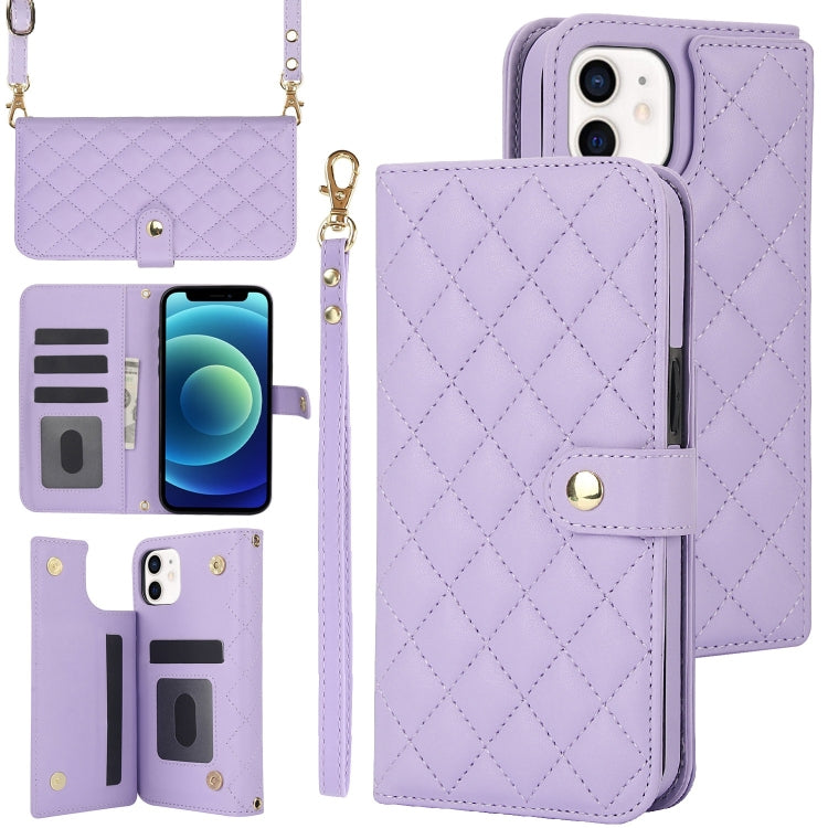 Crossbody Multifunction Rhombic Leather Phone Case, For iPhone 11, For iPhone 11 Pro, For iPhone X / XS, For iPhone XR