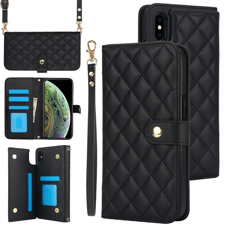 Crossbody Multifunction Rhombic Leather Phone Case, For iPhone 11, For iPhone 11 Pro, For iPhone X / XS, For iPhone XR