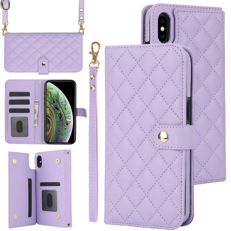 Crossbody Multifunction Rhombic Leather Phone Case, For iPhone XS Max, For iPhone 7 Plus / 8 Plus