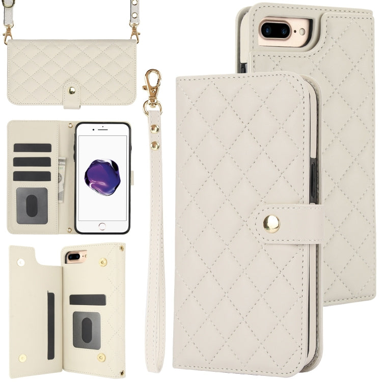 Crossbody Multifunction Rhombic Leather Phone Case, For iPhone XS Max, For iPhone 7 Plus / 8 Plus