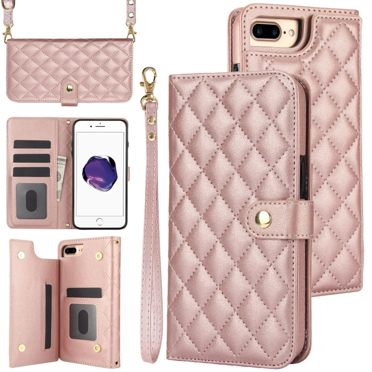 Crossbody Multifunction Rhombic Leather Phone Case, For iPhone XS Max, For iPhone 7 Plus / 8 Plus