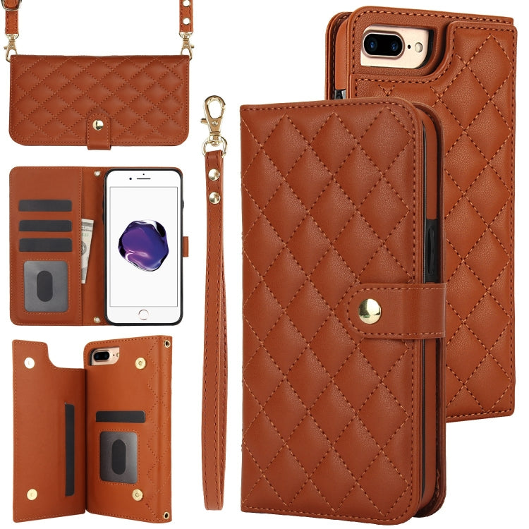 Crossbody Multifunction Rhombic Leather Phone Case, For iPhone XS Max, For iPhone 7 Plus / 8 Plus