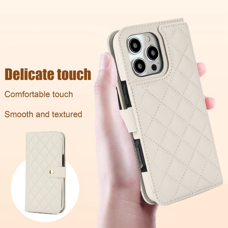 Crossbody Multifunction Rhombic Leather Phone Case, For iPhone 16 Pro Max, For iPhone 16 Pro, For iPhone 16 Plus, For iPhone 16