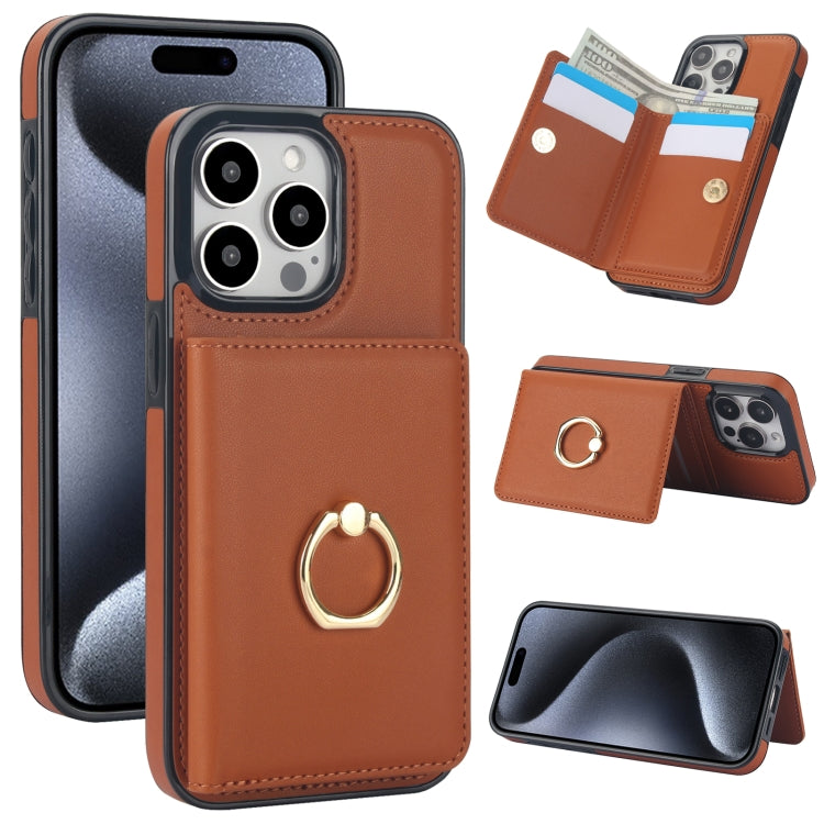 RFID Anti-theft Card Ring Holder Phone Case, For iPhone 15 Pro Max, For iPhone 15 Pro, For iPhone 15 Plus, For iPhone 15