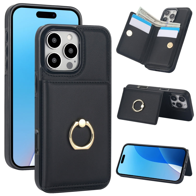 RFID Anti-theft Card Ring Holder Phone Case, For iPhone 16 Pro Max, For iPhone 16 Pro, For iPhone 16 Plus, For iPhone 16