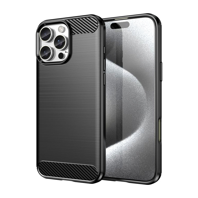 Brushed Texture Carbon Fiber TPU Phone Case, For iPhone 16 Pro Max, For iPhone 16 Pro, For iPhone 16 Plus, For iPhone 16, iPhone 16e