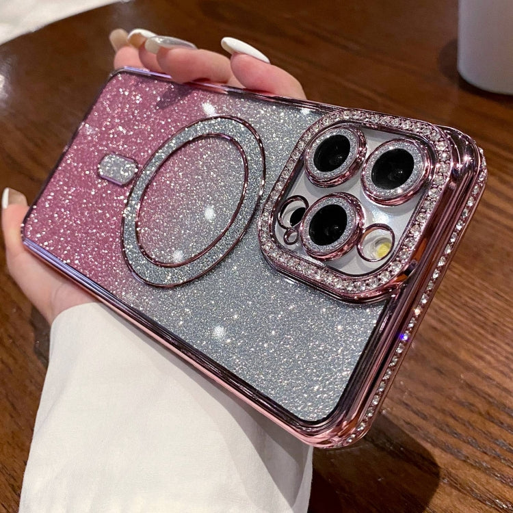 Diamond Gradient Glitter Plated MagSafe Phone Case, For iPhone 16 Pro Max, For iPhone 16 Pro, For iPhone 16 Plus, For iPhone 16, For iPhone 15 Pro Max