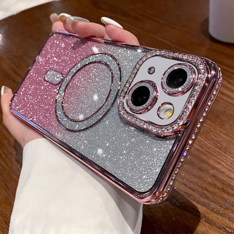 Diamond Gradient Glitter Plated MagSafe Phone Case, For iPhone 15 Pro, For iPhone 15 Plus, For iPhone 15, For iPhone 14 Plus, For iPhone 14