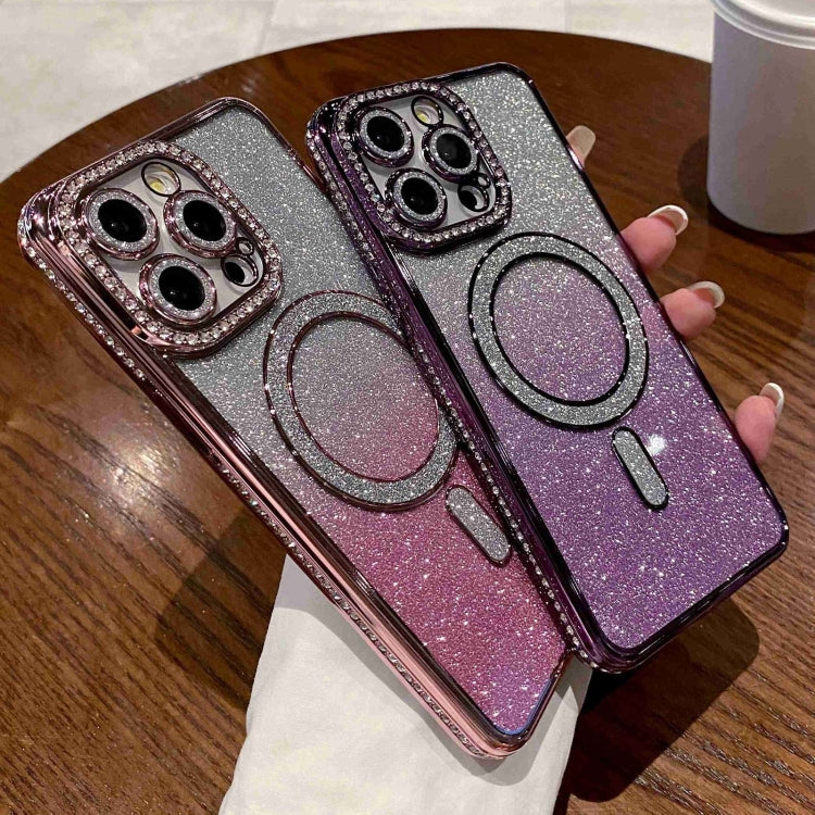 Diamond Gradient Glitter Plated MagSafe Phone Case, For iPhone 15 Pro, For iPhone 15 Plus, For iPhone 15, For iPhone 14 Plus, For iPhone 14