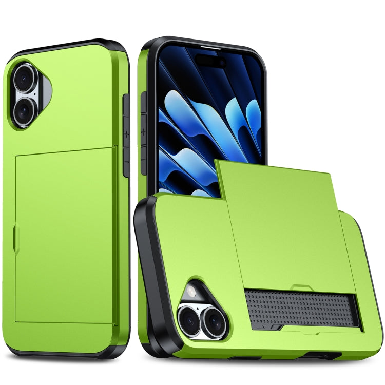 Shockproof Armor Phone Case with Card Slot, For iPhone 16 Plus, For iPhone 16