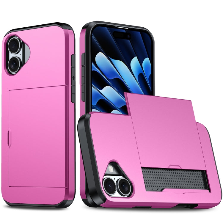 Shockproof Armor Phone Case with Card Slot, For iPhone 16 Plus, For iPhone 16