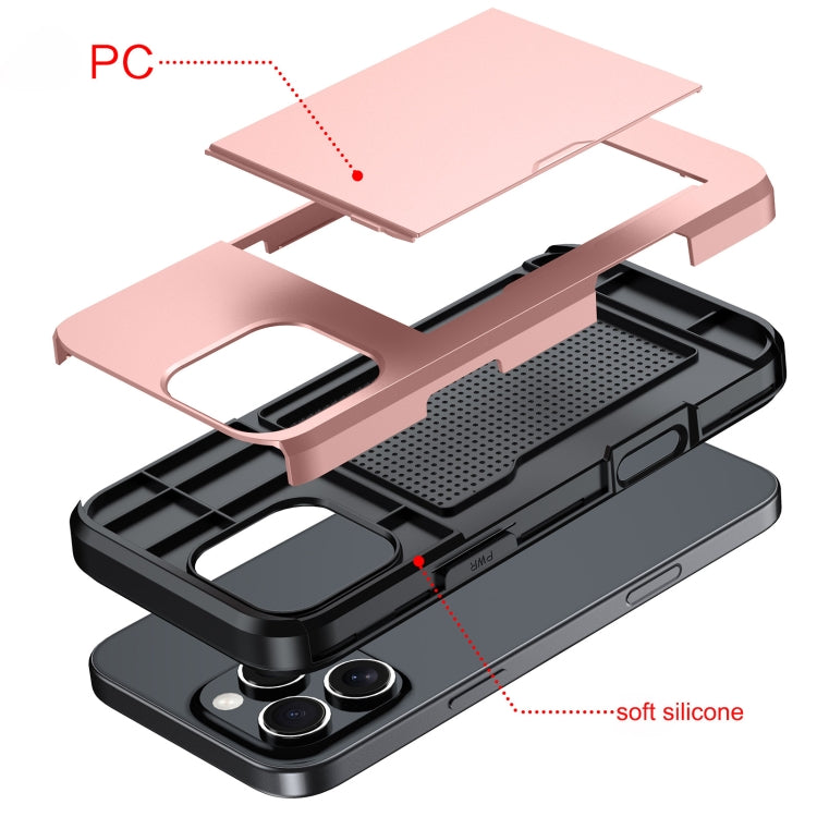 Shockproof Armor Phone Case with Card Slot, For iPhone 16 Pro Max, For iPhone 16 Pro