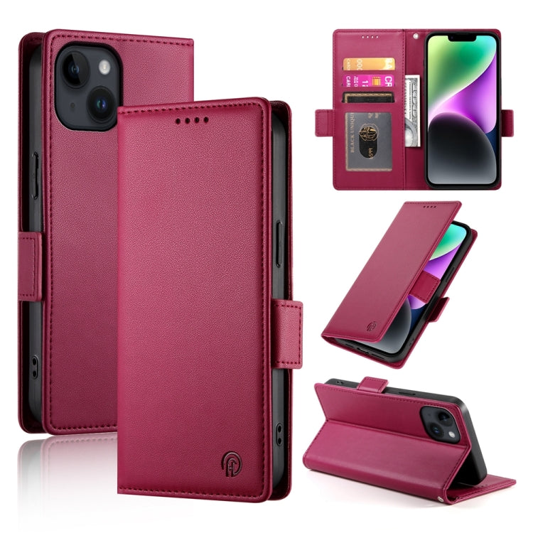 Side Buckle Magnetic Frosted Leather Phone Case, For iPhone 15, For iPhone 14 Plus, For iPhone 14, For iPhone 14 Pro