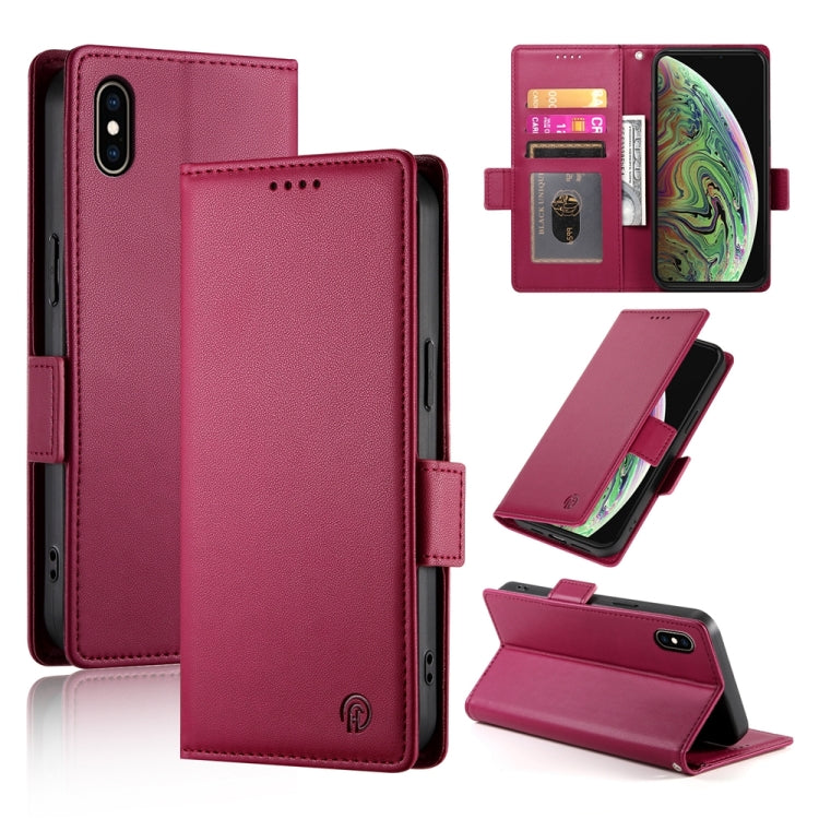 Side Buckle Magnetic Frosted Leather Phone Case, For iPhone X / XS, For iPhone XR, For iPhone XS Max, For iPhone 8 Plus / 7 Plus