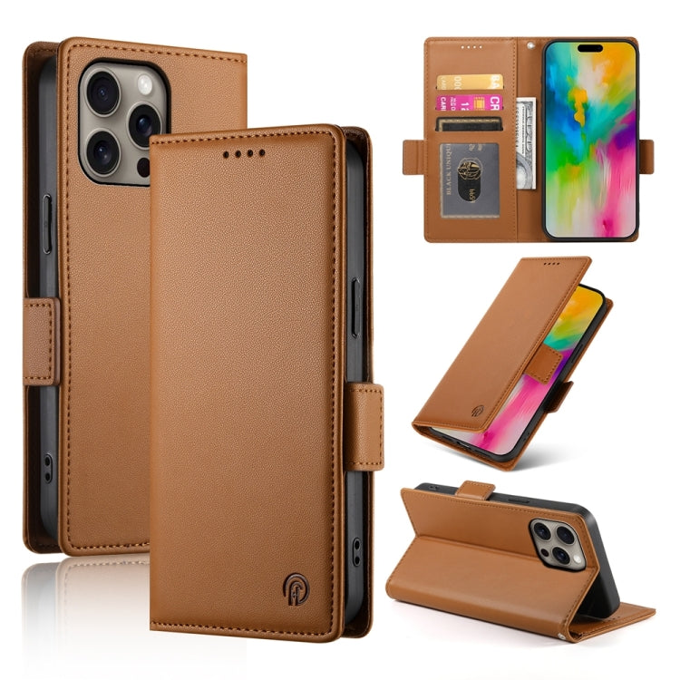 Side Buckle Magnetic Frosted Leather Phone Case, For iPhone 16 Pro Max, For iPhone 16 Pro, For iPhone 16 Plus, For iPhone 16