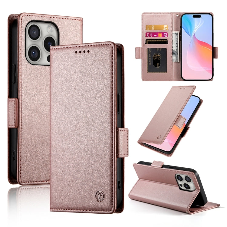 Side Buckle Magnetic Frosted Leather Phone Case, For iPhone 16 Pro Max, For iPhone 16 Pro, For iPhone 16 Plus, For iPhone 16