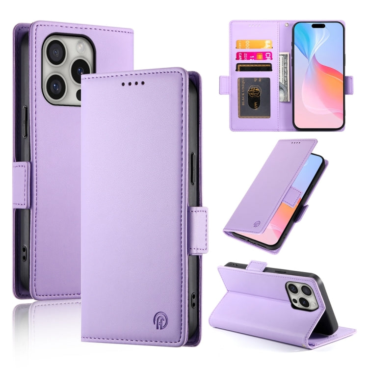 Side Buckle Magnetic Frosted Leather Phone Case, For iPhone 16 Pro Max, For iPhone 16 Pro, For iPhone 16 Plus, For iPhone 16