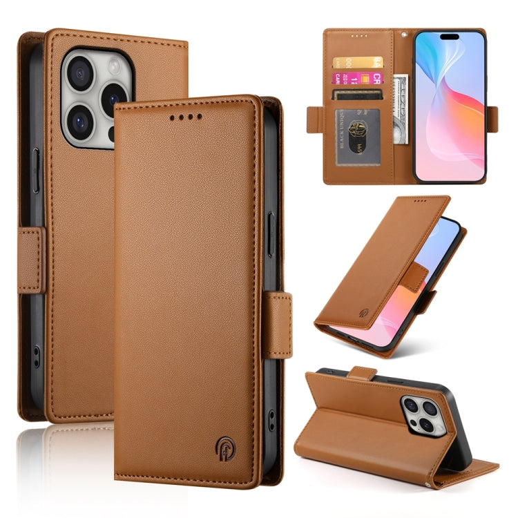 Side Buckle Magnetic Frosted Leather Phone Case, For iPhone 16 Pro Max, For iPhone 16 Pro, For iPhone 16 Plus, For iPhone 16