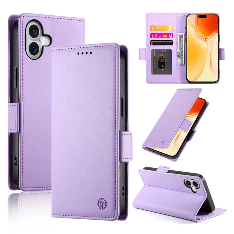 Side Buckle Magnetic Frosted Leather Phone Case, For iPhone 16 Pro Max, For iPhone 16 Pro, For iPhone 16 Plus, For iPhone 16