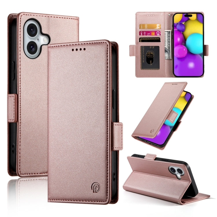 Side Buckle Magnetic Frosted Leather Phone Case, For iPhone 16 Pro Max, For iPhone 16 Pro, For iPhone 16 Plus, For iPhone 16