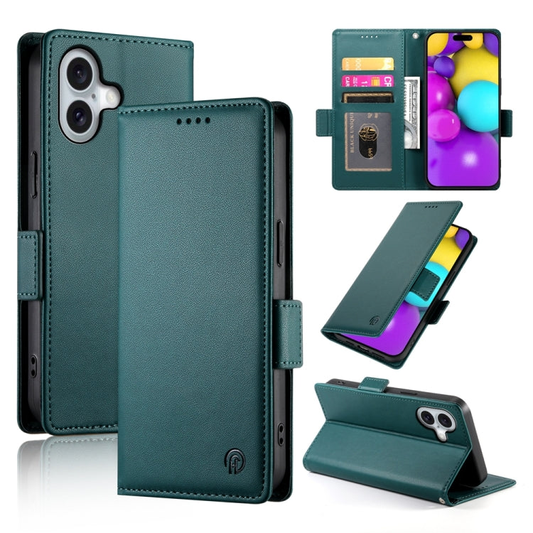 Side Buckle Magnetic Frosted Leather Phone Case, For iPhone 16 Pro Max, For iPhone 16 Pro, For iPhone 16 Plus, For iPhone 16