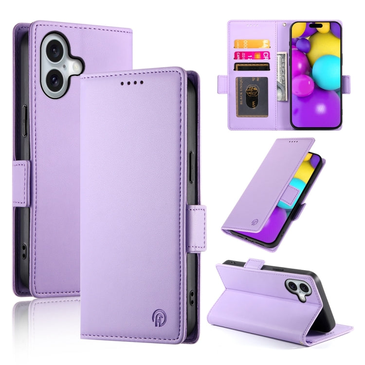 Side Buckle Magnetic Frosted Leather Phone Case, For iPhone 16 Pro Max, For iPhone 16 Pro, For iPhone 16 Plus, For iPhone 16